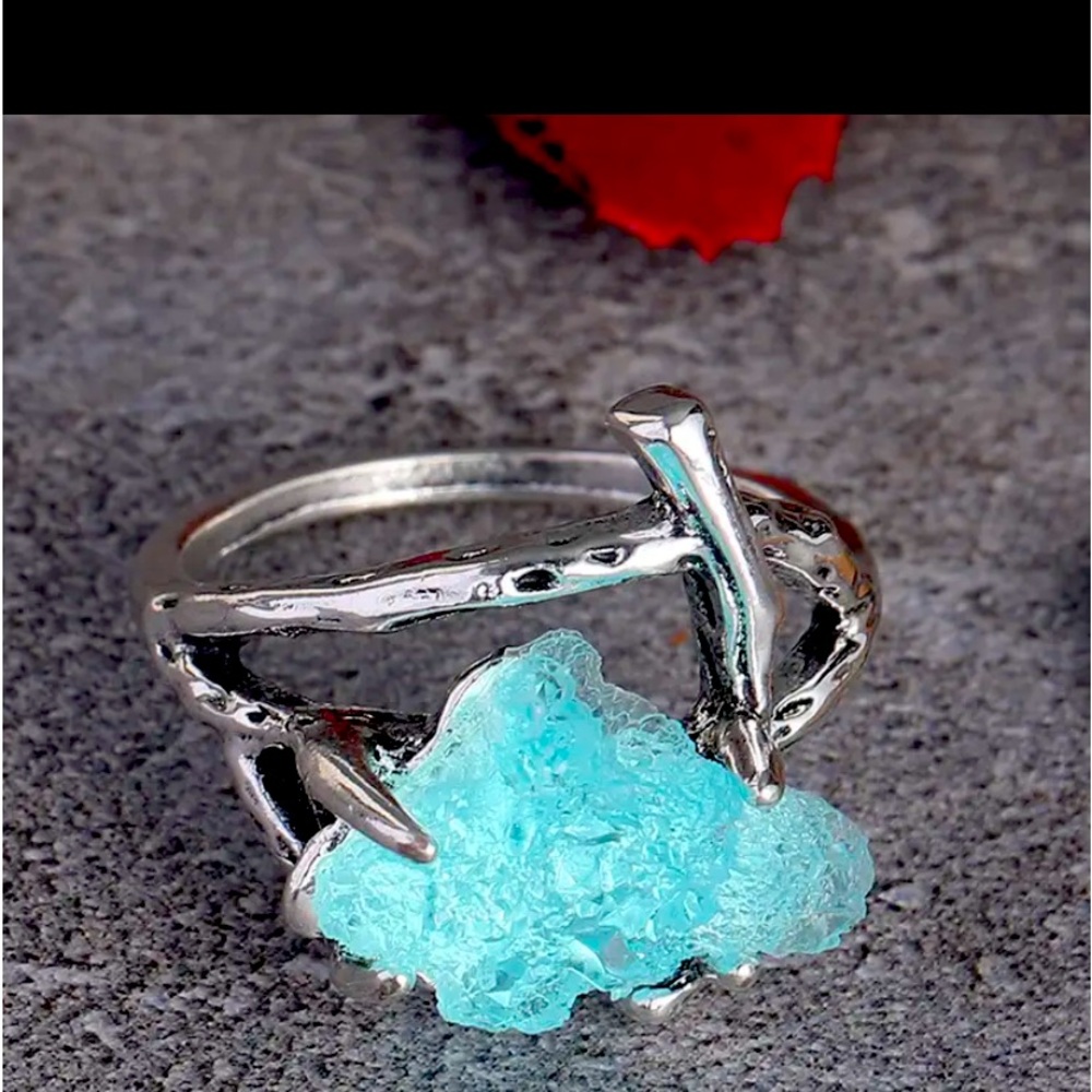1pc Vintage Irregular Blue Stone Ring